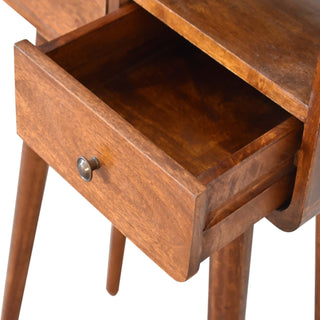 Curved Narrow Console Table in Chestnut Finish