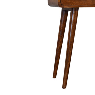 Curved Narrow Console Table in Chestnut Finish