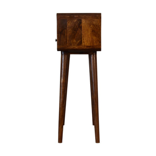 Curved Narrow Console Table in Chestnut Finish
