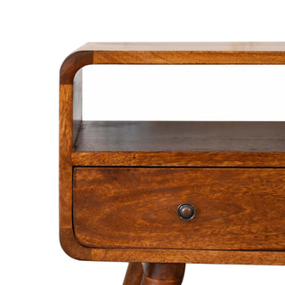 Narrow Curved TV Unit in Chestnut Finish