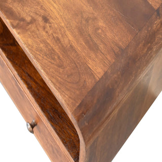 Narrow Curved TV Unit in Chestnut Finish