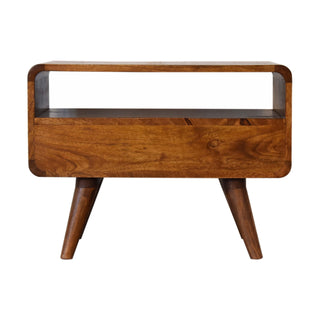 Narrow Curved TV Unit in Chestnut Finish