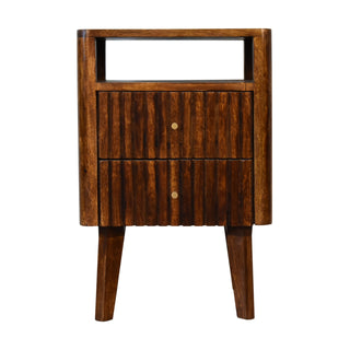 Chestnut Retro Ridged Bedside Table