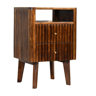 Chestnut Retro Ridged Bedside Table