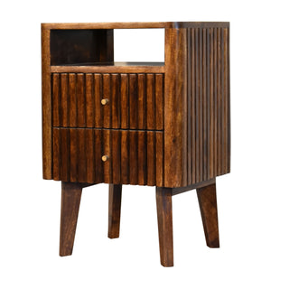 Chestnut Retro Ridged Bedside Table