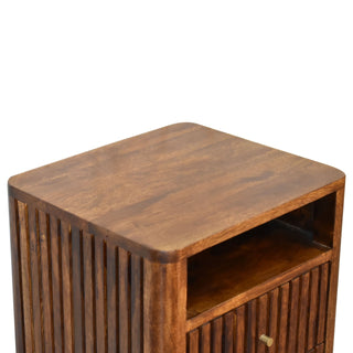 Chestnut Retro Ridged Bedside Table