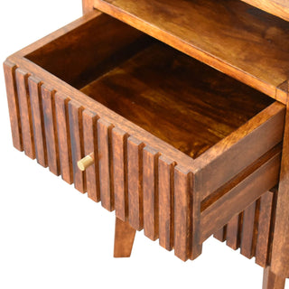 Chestnut Retro Ridged Bedside Table