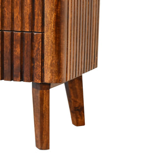 Chestnut Retro Ridged Bedside Table