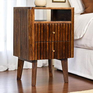 Chestnut Retro Ridged Bedside Table