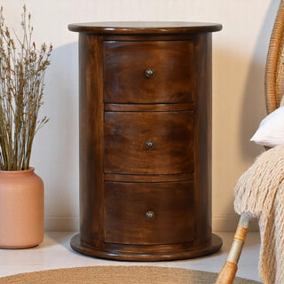 Chestnut Finish Drum Chest – 3 Drawer