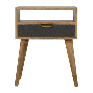 Nordic Bedside Table with Grey Tweed Drawer