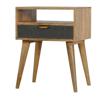 Nordic Bedside Table with Grey Tweed Drawer