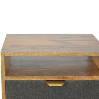 Nordic Bedside Table with Grey Tweed Drawer