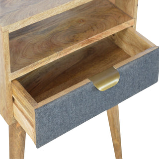 Nordic Bedside Table with Grey Tweed Drawer