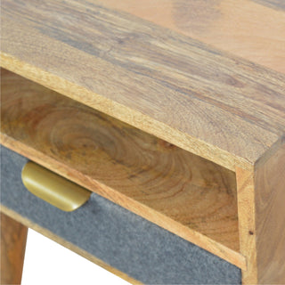 Nordic Bedside Table with Grey Tweed Drawer