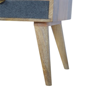 Nordic Bedside Table with Grey Tweed Drawer