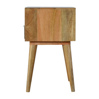Nordic Bedside Table with Grey Tweed Drawer