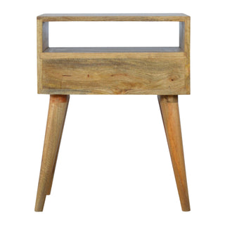 Nordic Bedside Table with Grey Tweed Drawer