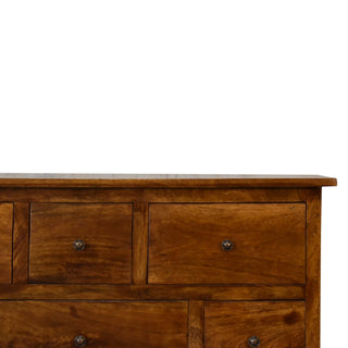 Solid Mango Wood 8 Drawer Chest in Chestnut Finish