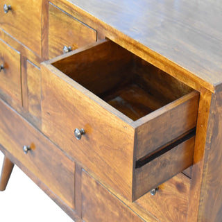 Solid Mango Wood 8 Drawer Chest in Chestnut Finish