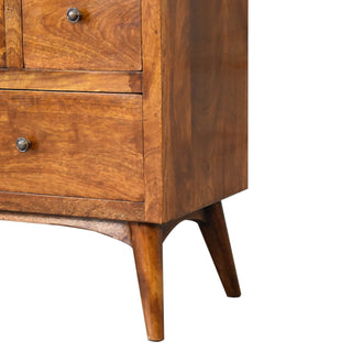 Solid Mango Wood 8 Drawer Chest in Chestnut Finish
