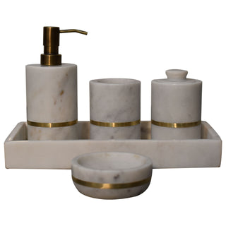 Marble Brass Inlay Bathroom Set of 5