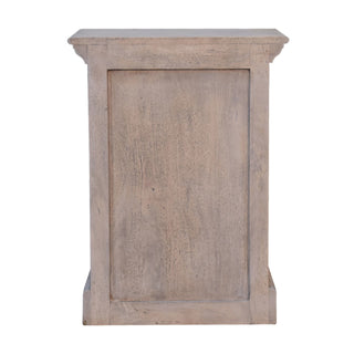 Solid Mango Wood Glazed Door Bedside Table, Aged Finish