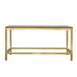 Rectangular Chestnut Coffee Table with Brass Legs