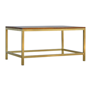 Rectangular Chestnut Coffee Table with Brass Legs