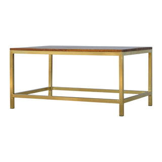 Rectangular Chestnut Coffee Table with Brass Legs