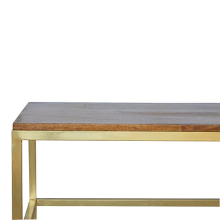 Rectangular Chestnut Coffee Table with Brass Legs