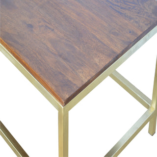 Rectangular Chestnut Coffee Table with Brass Legs