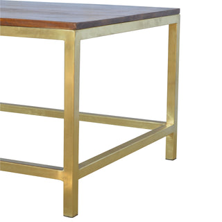 Rectangular Chestnut Coffee Table with Brass Legs