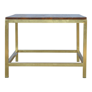 Rectangular Chestnut Coffee Table with Brass Legs