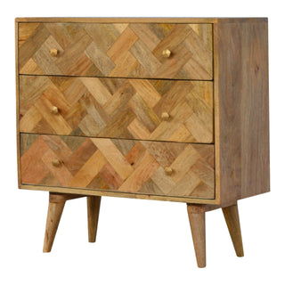 Patchwork Zig-Zag Chest in Solid Wood