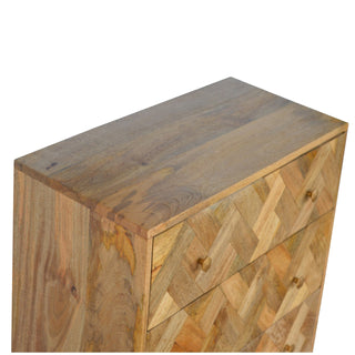 Patchwork Zig-Zag Chest in Solid Wood