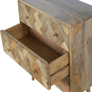 Patchwork Zig-Zag Chest in Solid Wood