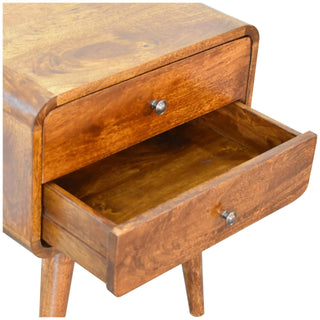 Curved Bedside Table in Chestnut Finish