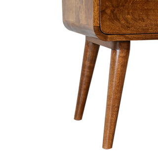 Curved Bedside Table in Chestnut Finish