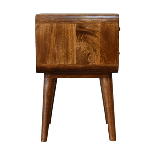 Curved Bedside Table in Chestnut Finish