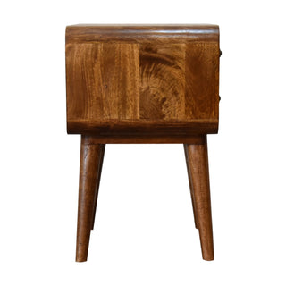 Curved Bedside Table in Chestnut Finish