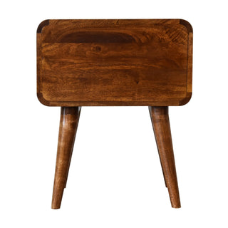 Curved Bedside Table in Chestnut Finish