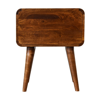 Curved Bedside Table in Chestnut Finish