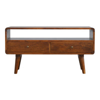 Curved TV Unit in Chestnut Finish