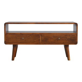 Curved TV Unit in Chestnut Finish