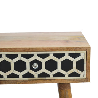 Bone Inlay Console Table in Oak Finish