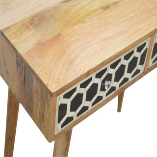 Bone Inlay Console Table in Oak Finish