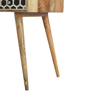 Bone Inlay Console Table in Oak Finish