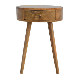 Circular Bedside Table in Oak Finish