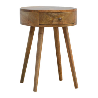 Circular Bedside Table in Oak Finish